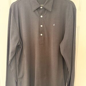 Criquet Men's Long-Sleeve Polo in Charcoal Gray